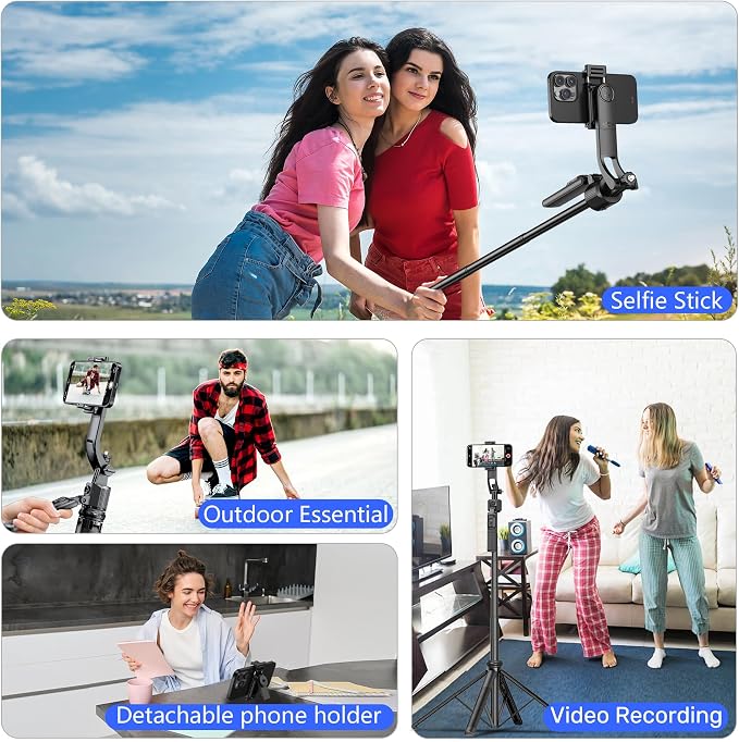 Auto Face Tracking Selfie Stick Tripod for iPhone with Light 360 Rotation 63" Phone Camera Tripod Stand Follows Your Movement with Remote for Content Creator Vlog Live Stream Video Recording