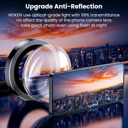 WSKEN for Z Flip 7 Camera Lens Protector Case Cover - Ultra HD Anti-Reflective Tempered Metal Glass Anti Scratch Rear Camera Screen Protector Film for Samsung Galaxy Z Flip 7 5G Accessories,Black