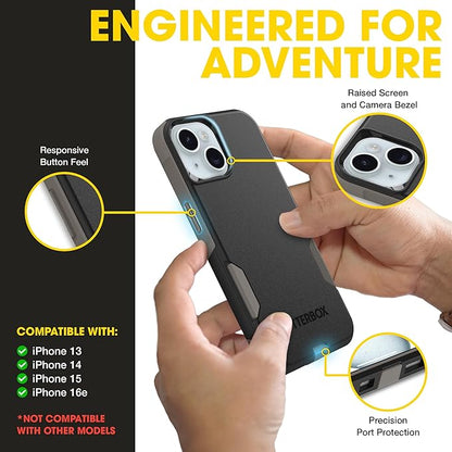 OtterBox iPhone 16e, 15, 14, & 13 Commuter Series Case - Slim & Tough, Pocket-Friendly, with Port Protection - Black/Grey