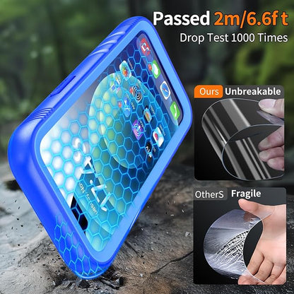 Cozycase Compatible with iPhone 12 Mini Waterproof Case - Full Body Rugged Dustproof Shockproof Case with Built-in Screen Protective Case for iPhone 12 Mini 5.4 inch (Blue)