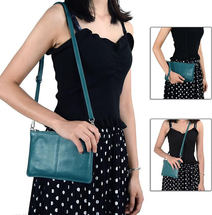 befen Genuine Leather Wristlet Clutch Wallet Purses Small Crossbody Bags for Women with RFID Blocking Card Slots