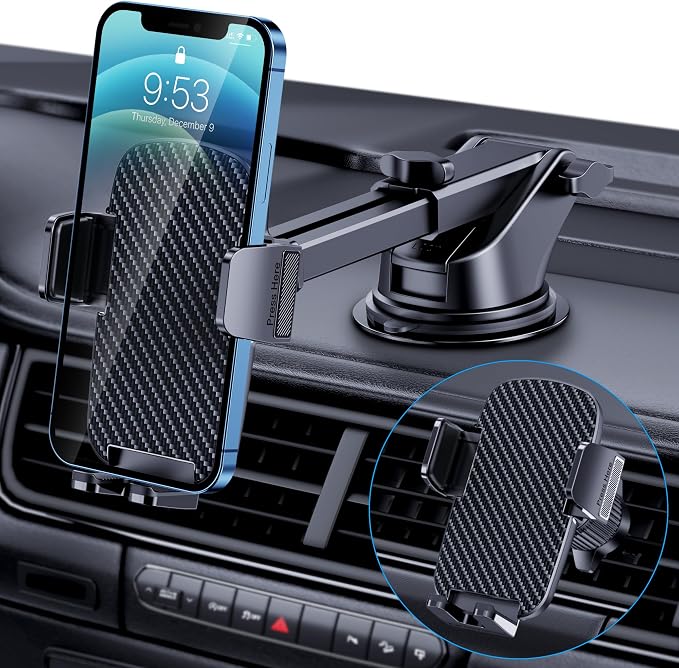TICILFO Car Phone Holder [Military-Grade Suction] Phone Stand for Car [Super Stable] Automobile Car Mount for iPhone Universal Accessories Air Vent Dashboard Windshield Mount Fit Vehicle Accessories
