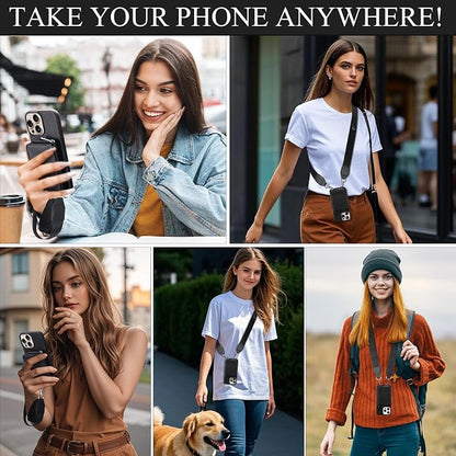 XANGNIER Wallet Case for iPhone 16 Pro, RFID Blocking PU Leather Crossbody Phone Purse with Card Holder, Zipper Pocket, Wrist Strap & Adjustable Lanyard for Women 6.3" 5G, Black