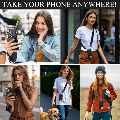 XANGNIER Wallet Case for iPhone 15 Pro Max, RFID Blocking PU Leather Crossbody Phone Purse with Card Holder, Zipper Pocket, Wrist Strap & Adjustable Lanyard for Women 6.7" 5G, Black