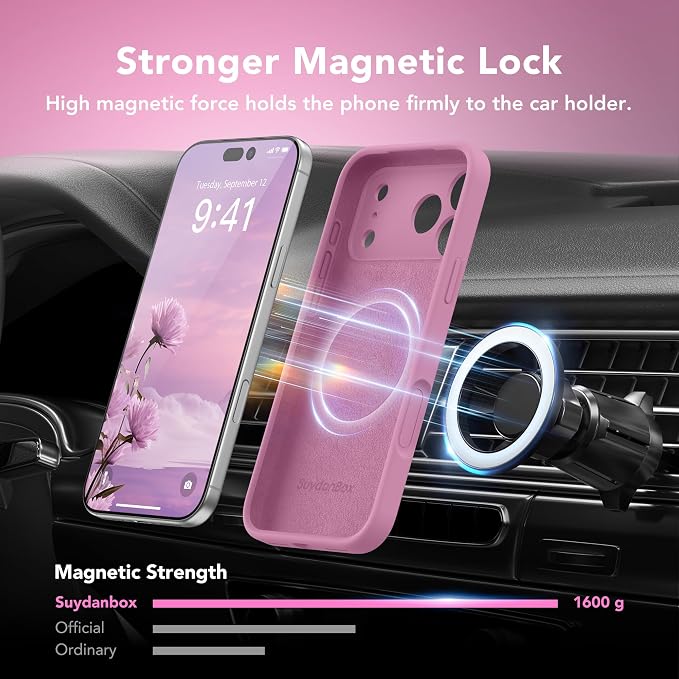 Magnetic for iPhone 17 Pro Case, Compatible with MagSafe, [Full Camera Protection][Screen Protector] Silicone Shockproof Protective Phone Case for iPhone 17 Pro 6.3", Blackcurrant