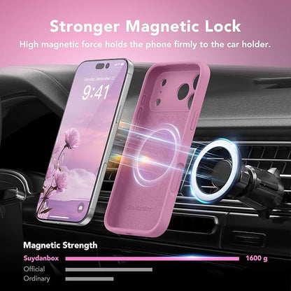 Magnetic for iPhone 17 Pro Case, Compatible with MagSafe, [Full Camera Protection][Screen Protector] Silicone Shockproof Protective Phone Case for iPhone 17 Pro 6.3", Blackcurrant