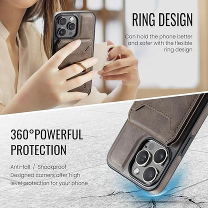 SZHAIYU 2 in 1 Detachable Magnetic Phone Cases Compatible with iPhone 14 Pro Max Case with Card Holder Ring , Compatible with Magsafe Wallet, Leather Men 6.7'' RFID Blocking (Coffee,iPhone 14 Pro Max)