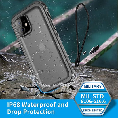 SPORTLINK for iPhone 12 Case - IP68 Waterproof Military Protective Full Body Heavy Duty Shockproof 360 Sealed Dustproof with Camera Screen Protector Phone Cover for iPhone 12 6.1" Black