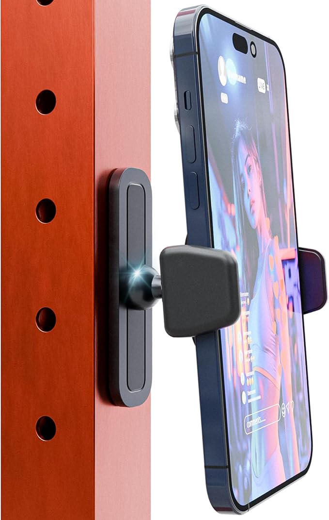 Magnetic Phone Holder for Gym – Essential Gym Rats Stuff – Magnetic Tripod for iPhone and Magnet Phone Mount– Home Workout Accessories and Gear