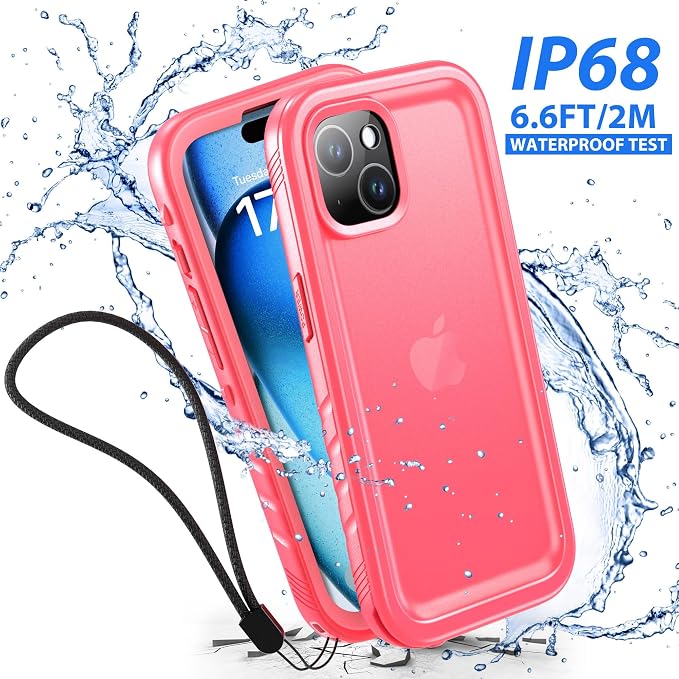 SPORTLINK for iPhone 15 Case - IP68 Waterproof Military Protective Full Body Heavy Duty Shockproof 360 Sealed Dustproof with Camera Screen Protector Phone Cover for i Phone 15 6.1" Pink