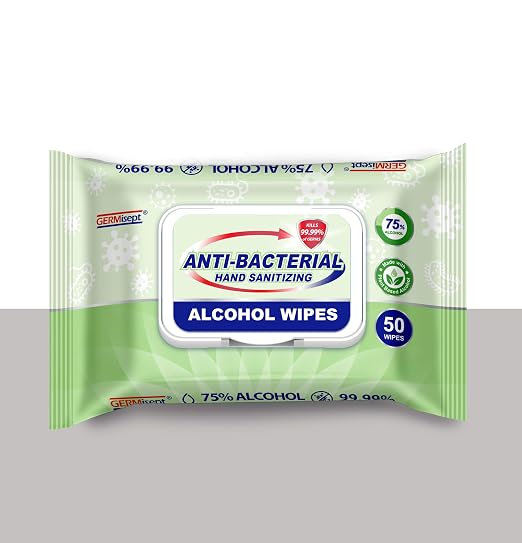 Germisept 75% Alcohol Advanced Hand Sanitizing Wipes | 50 Count per Pack x Pack of 3 = 150 Wipes