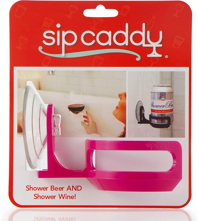 The Original SipCaddy Shower Beer & Bath Wine Holder | Portable Cupholder | Shower Caddy | Drink Holder for Beer & Wine | American-Made Suction Cup | The Best | Pink