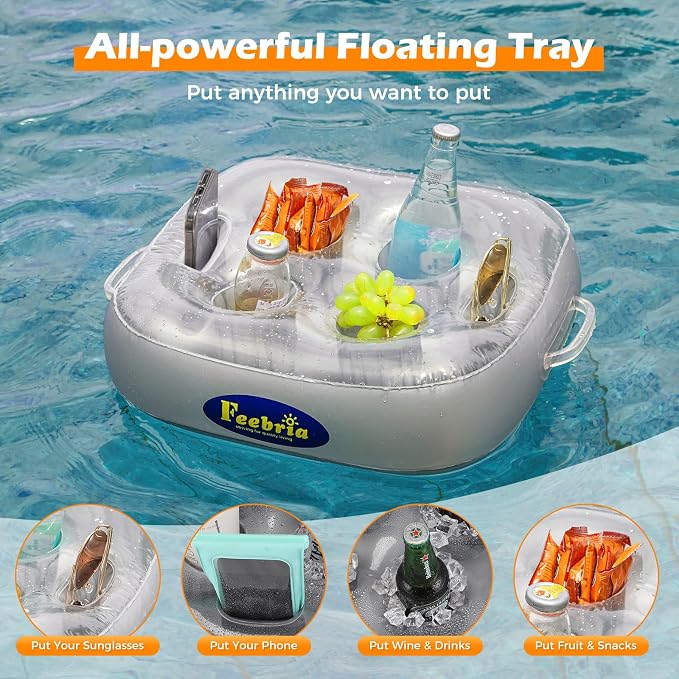Inflatable Floating Drink Holder for Pool Party Beach hot tub
