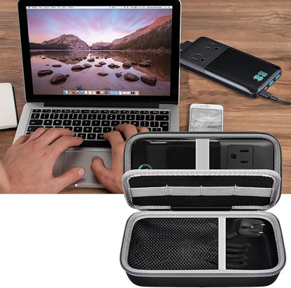 Comecase Travel Case for Anker 727/ Prime 6-in-1 USB C Charging Station | Hard Shell, Mesh Pocket and Elastic Cable Slots for Travelers, Business Trips, Camping and Remote Work, Box Only - Black