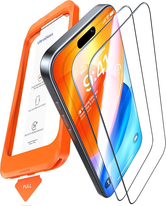 UltraGlass UNBREAK TOP 9H+ Armor for iPhone Air Screen Protector [No.1 Military Grade Shatterproof] Screen Protector 17 Air Tempered Glass 2025 [Longest Durable] OneStep Auto-Install, 2 Pack