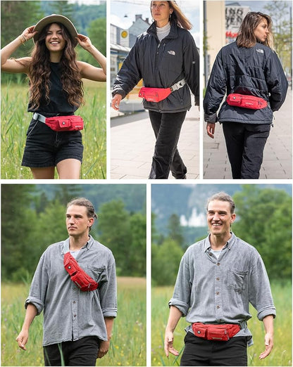 WATERFLY Fanny Pack for Women Men Water Resistant Small Waist Pouch Slim Belt Bag with 4 Pockets Lightweight Crossbody Chest Bag Fit All Phones, 11.02 x 2.1 x 4.3 inch,11.02 x 2.1 x 4.3 inch
