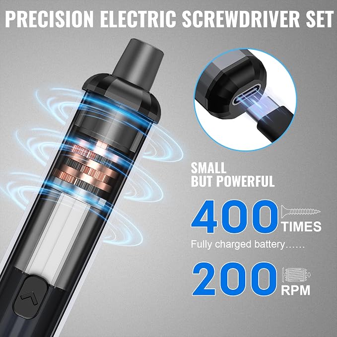 Mini Electric Screwdriver, 3.7V Precision Screwdriver Set Cordless Screwdriver Rechargeable 72 In 1 Magnetic Bit Repair Tech Tool Kit for Electronics Computer Phone Laptop Camera RC Car Watch Glasses
