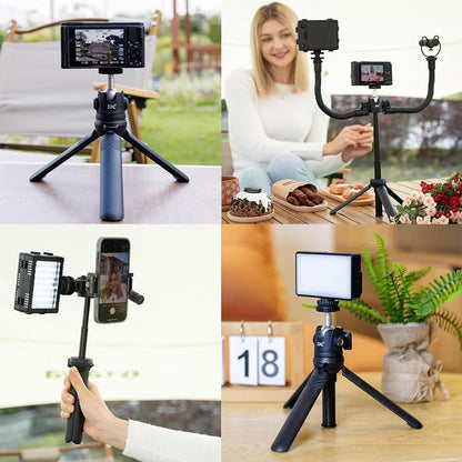 JJC 2 in 1 Extendable Mini Vlogging Tripod & Selfie Stick for Sony ZV-E10 II ZVE10 ZV-1F ZV1F ZV-1 II ZV1 RX100 VII A6100 A6400, Canon PowerShot V1 SX740 HS G7X Mark III II EOS R100 R50 R10 & More