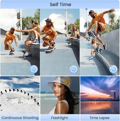 64MP 4K Digital Camera, Hoestr 18X Zoom Autofocus Point and Shoot Compact Camera with 64GB TF Card, Flash, 2.8" LCD Screen for Teens Adult Beginner Travel Photography Vlogging（White）