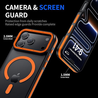 Strong Magnetic for iPhone 17 Pro Case with 1x Screen Protector + 1x Camera Cover [Military-Grade Protection] Compatible with MagSafe Slim Thin Phone Cover for iPhone 17 Pro 6.3 inch, Orange Bumper