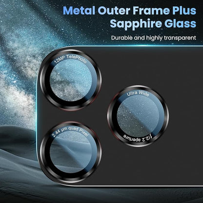 Uyiton for iPhone 17 Pro Max Camera Lens Protector - [Unique Typography + Phone Lens Red Circle Design] Metal Tempered Glass Camera Cover, Black + Red