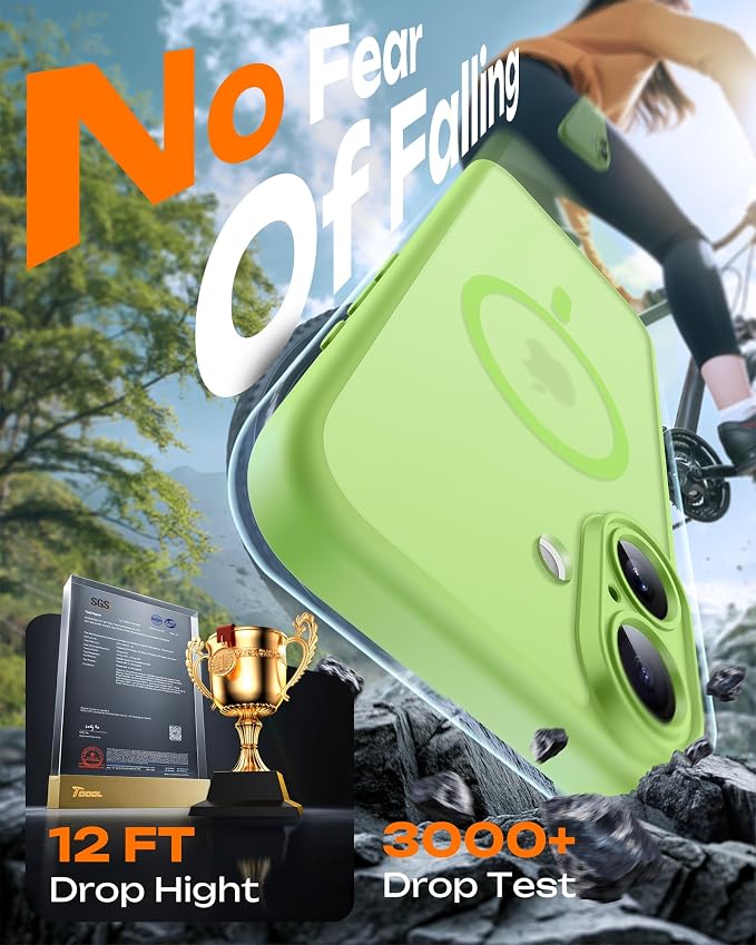 TOCOL for Phone 17 Case, Compatible with Magsafe Charger, Full Camera Protection, Drop Protection, Translucent Matte Phone Case for Phone 17 6.3 inch (Light Green)