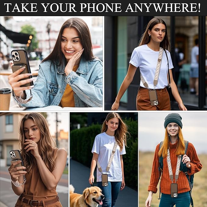 XANGNIER Wallet Case for iPhone 15 Pro Max, RFID Blocking PU Leather Crossbody Phone Purse with Card Holder, Zipper Pocket, Wrist Strap & Adjustable Lanyard for Women 6.7" 5G, Brown