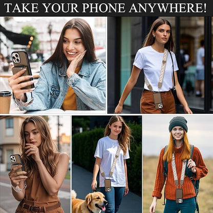 XANGNIER Wallet Case for iPhone 16 Pro Max, RFID Blocking PU Leather Crossbody Phone Purse with Card Holder, Zipper Pocket, Wrist Strap & Adjustable Lanyard for Women 6.9" 5G,Brown
