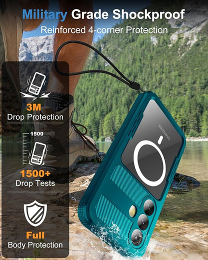 for Samsung Galaxy S25 Waterproof Case, [Fit for Magsafe] [IP68 Water Proof] [Built-in Screen Protector], Magnetic Heavy Duty Military Grade Rugged Phone Case for S 25 6.2", Teal
