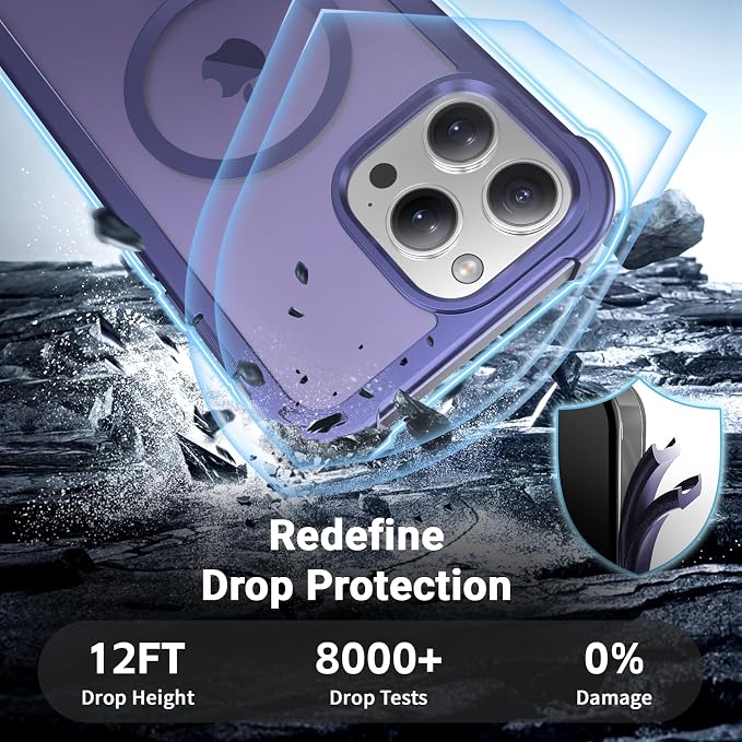 jaroco Magnetic for iPhone 13 Pro Max Case, [Compatible with MagSafe][Military Grade Drop Protection][Heavy Duty Protection][Non-Slip][Shockproof] 2-Layer Durable Bumper Phone Case 6.7''-Dark Purple