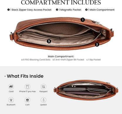 befen Genuine Leather Wristlet Wallet for Women Soft RFID Leather Clutch Purse with Built in Wallet Trendy Crossbody Bag