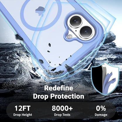 jaroco Magnetic for iPhone 16 Case, [Compatible with MagSafe][Military Grade Drop Protection][Heavy Duty Protection][Non-Slip][Shockproof] 2-Layer Durable Bumper Phone Case 6.1''-Blue Purple