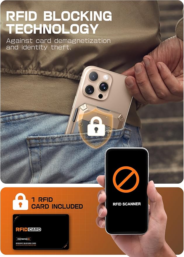 SUPCASE for MagSafe Wallet with AirTag Holder, Magnetic Airtag Wallet for Men, [Hold 5 Cards] [Adjustable Stand] [RFID Blocking] Card Holder Tripod for iPhone 17/16/15/14/13/12 Series, DesertGold