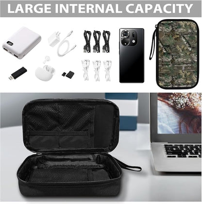Forest Camo Print Electronics Organizer Travel Case Cord Cable Charger Organizer Bag Travel Accessories Essentials for Women Men Tech Pouch for Phone Power Bank SD Card USB