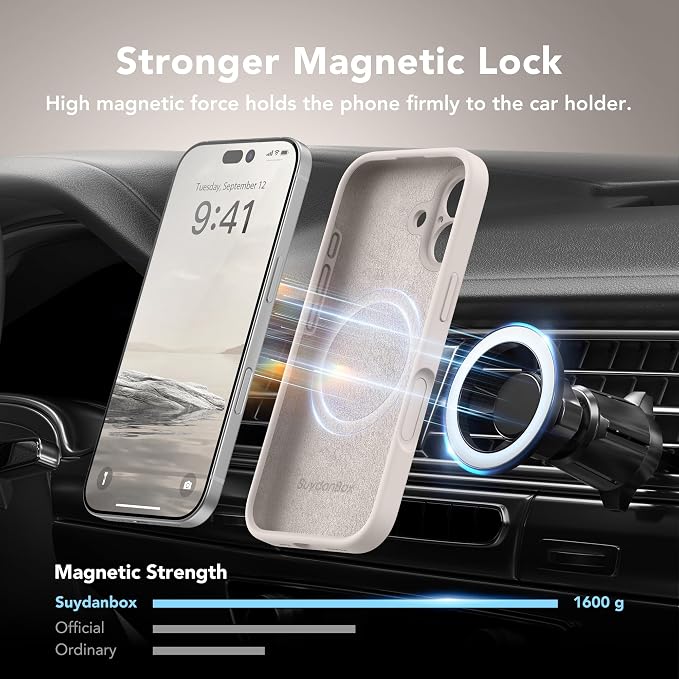 Magnetic for iPhone 16 Case, Compatible with MagSafe, [Screen Protector + Full Camera Protection], Silicone Shockproof Anti-Scratch Protective Phone Case for iPhone 16 6.1", Stone