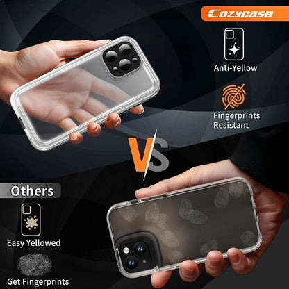 Cozycase for iPhone 16 Pro Case Waterproof - 360 Heavy Duty with Screen/Camera Protector Shockproof IP68 Underwater Dustproof Water Dust Shock Proof Full Body/Front and Back Case Black/Frosted Clear