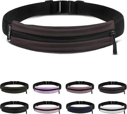 Fitgriff® Running Belt V2 for Men & Women - Slim Fanny Pack, Phone Holder for Jogging, (Fits All Cell Phones) - Money Belt, Runners Waist Pouch (Brown, One Size (Waist 24.4 – 43.3 inches))