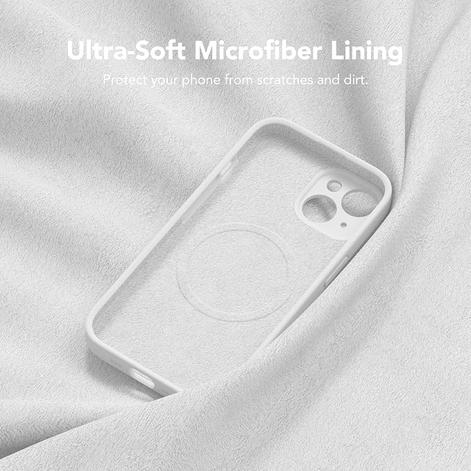 Magnetic for iPhone 13 Case, Compatible with MagSafe, [Full Camera Protection][Screen Protector] Silicone Shockproof Protective Phone Case for iPhone 13 6.1", White
