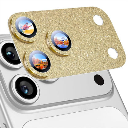 Uyiton for iPhone 17-Pro-Max Camera-Lens Protector: Bling [Not Easy to Break][Strong Adsorption][Case-Friendly] Metal Tempered Glass Rear Camera Screen Cover - Glitter Gold