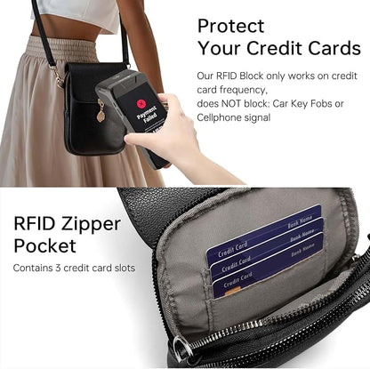 Small Crossbody Bags for Women Leather Multi Pocket Cell Phone Purse with RFID Blocking Card Slots for Everyday Use