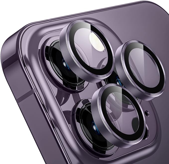 WSKEN for iPhone 14 Pro/iPhone 14 Pro Max Camera Lens Protector,[Night Shooting Mode] HD Tempered Metal Glass Camera Screen Protector Cover Film Accessories,Deep Purple