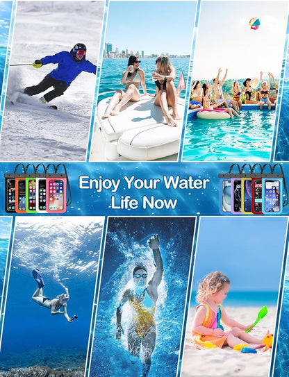 Up to 8.3" 4 Pack Multicolor Universal Waterproof Phone Pouch, Large Phone Waterproof Case Dry Bag,Protection Level: IP68,Outdoor Sports for Apple iPhone,Samsung,and More,Black,Blue,Pink,Orange