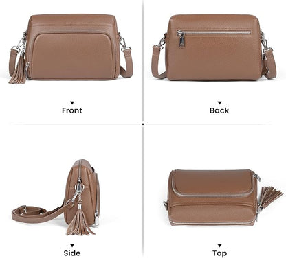 befen Genuine Leather Crossbody Purses for Women Small Crossbody Bags Purse with Built in RFID Blocking Wallet