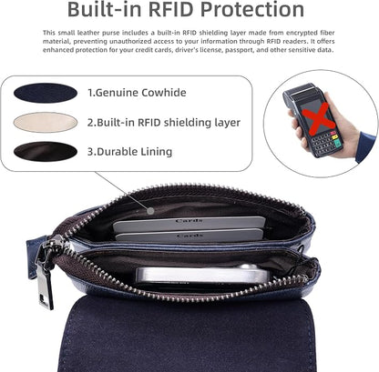 Iswee Leather Crossbody Bags for Women RFID Blocking Cell Phone Purse Small Anti-Theft Zippered with Card slots