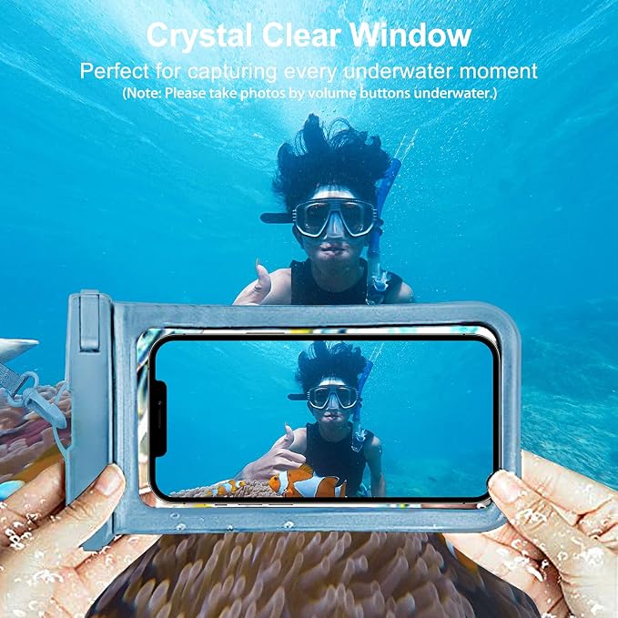 Janmitta Universal Waterproof Pouch[2 Pack],Underwater Dry Bag for iPhone 15/14/13/12,14/13/12 Pro Max,iPhone 12/13 Mini and Other Phones Up to 7.0",IPX8 Waterproof Case with Lanyard,Blue+Green