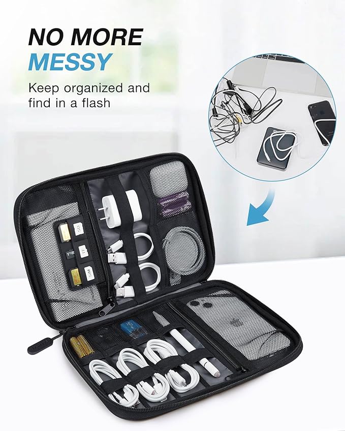 BAGSMART Large Electronic Organizer Travel Case for Tech Accessories, Black | Tech Accessories, Cord Storage, For Phone, Power Bank, SD Card, Cables