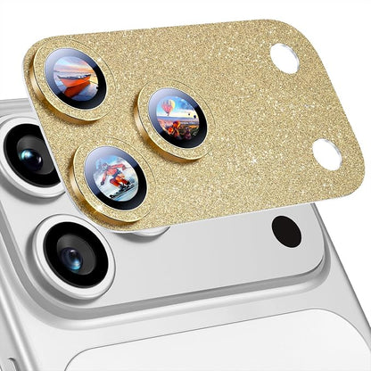 Uyiton for iPhone 17-Pro Camera-Lens Protector: Bling [Not Easy to Break][Strong Adsorption][Case-Friendly] Metal Tempered Glass Rear Camera Screen Cover - Glitter Gold