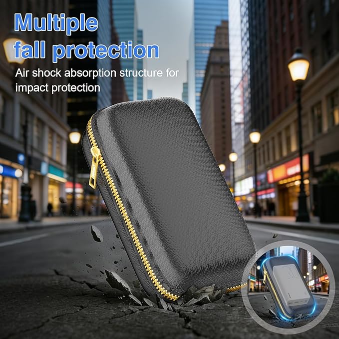 Electronics Travel Organizer, Hard Case Explosion-Proof Cables Carry Box | Fireproof Zipper, Compatible with Hard Drive, Fireproof Portable Safe Storage for Power Bank, Phone, Charger, Cord , Black