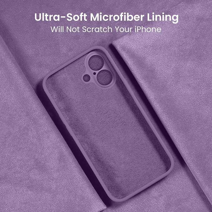 FireNova Designed for iPhone 16 Case, Silicone Upgraded [Camera Protection] Phone Case, Soft Anti-Scratch Microfiber Lining Inside, 6.1 inch, Light Purple