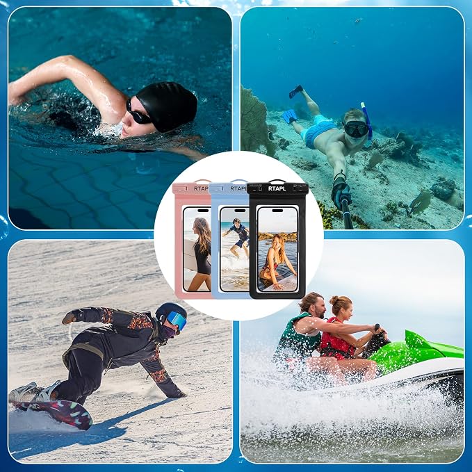 2-in-1 Floating Waterproof Phone Pouch & Detachable Armband, IPX8 Certified Dry Bag with Lanyard, Universal Protector for iPhone 17-11 Pro Max Plus Air & Galaxy S25/S24. Blue